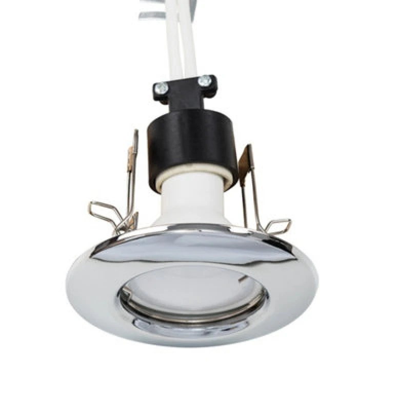 Image of ValueLights Downlight Fixed Ceiling Light Fitting 6 Pack With Warm White Bulbs Metallic Silver