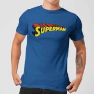Image of DC Superman Telescopic Crackle Logo Mens T-Shirt - Royal Blue - M