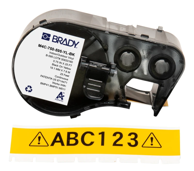 Image of Brady M4C-750-595-YL-BK printer label Black. Yellow Self-adhesive prin