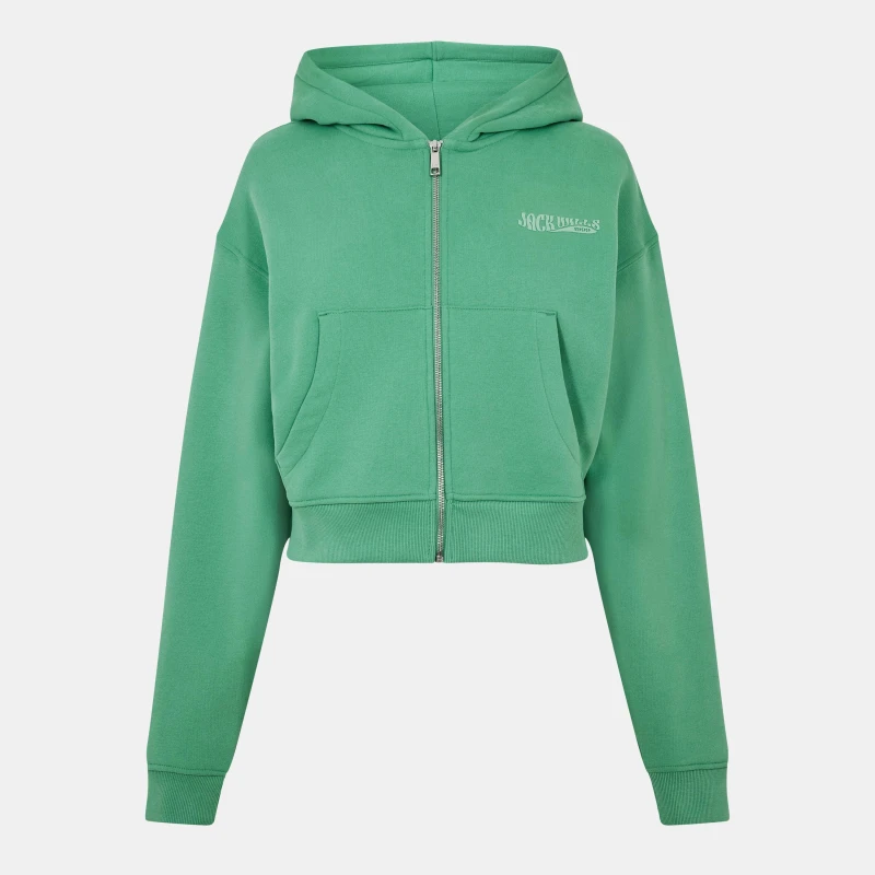 Image of Jack Wills Crop Zip-Through Hoodie - White White 6