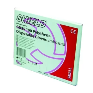 Shield Embossed Polythene Gloves For Black Dispenser Large (Pack of 100) GD55