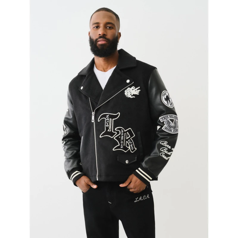 Image of True Religion True Biker Jacket Jet Black male S
