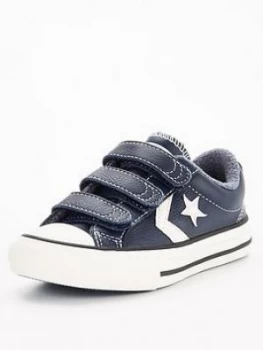 Image of Converse Star Player 3V Ox Leather & Heathered Knit Childrens - Navy, Size 10