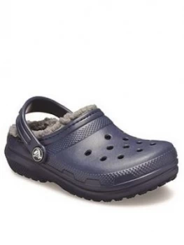 Image of Crocs Boys Classic Lined Clog - Navy, Size 11 Younger