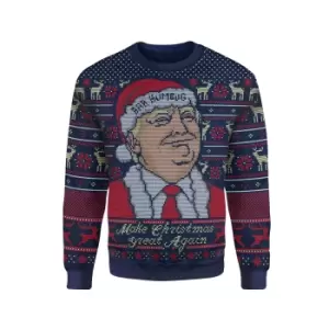 image of IWOOT Exclusive Donald Trump Knitted Christmas Jumper - Navy - M