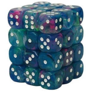 image of Chessex 12mm Dice Block: Festive Waterlily/White (36)