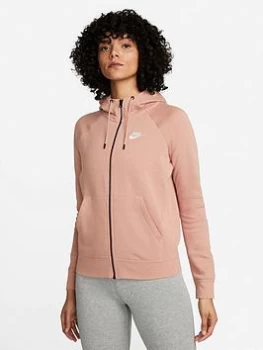 Image of Nike Nsw Essential Full Zip Hoodie - Pink Size M Women
