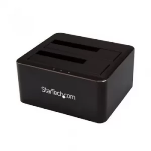 image of StarTech Dual Bay Docking Station For 2 x 2.5 3.5 SATA SSD HDD Hard Drive