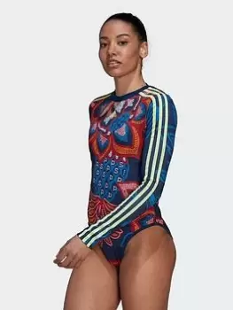 Image of adidas Farm Rio Bodysuit, Blue, Size XS, Women