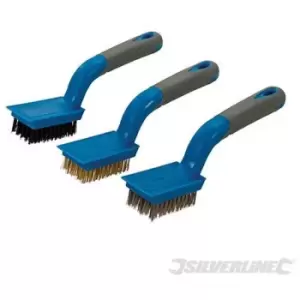 image of 596171) Medium Wire Brush Set 3pce 5 Row - Silverline