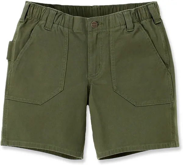 Image of Carhartt Rugged Flex Relaxed Fit Canvas Work Ladies Shorts, brown, Size 2XL 3XL for Women