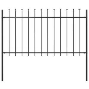 image of Vidaxl Garden Fence With Spear Top Steel 1.7X1 M Black