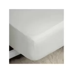 Image of Belledorm Easycare Polycotton Percale 200 Thread Count 11" Deep Fitted Sheet, Ivory, Cot