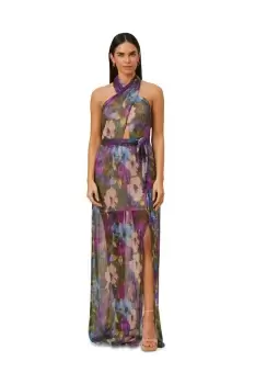 Image of Crinkle Mesh Halter Dress