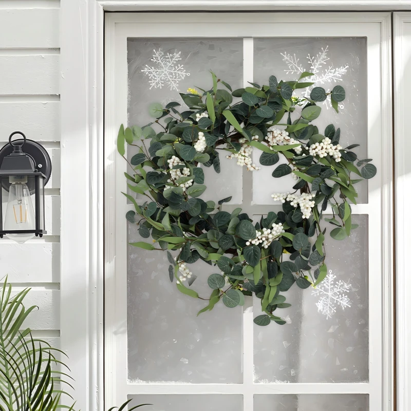 Image of LIFE IDEAS 55cm Simulated Berry Eucalyptus Wreath - Green Green S