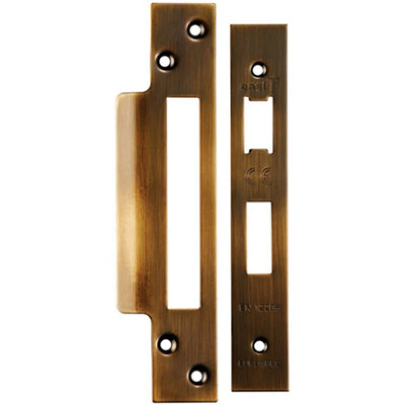 Image of Loops Forend Strike and Fixing Pack Suitable for Sashlocks Antique Brass Metallics