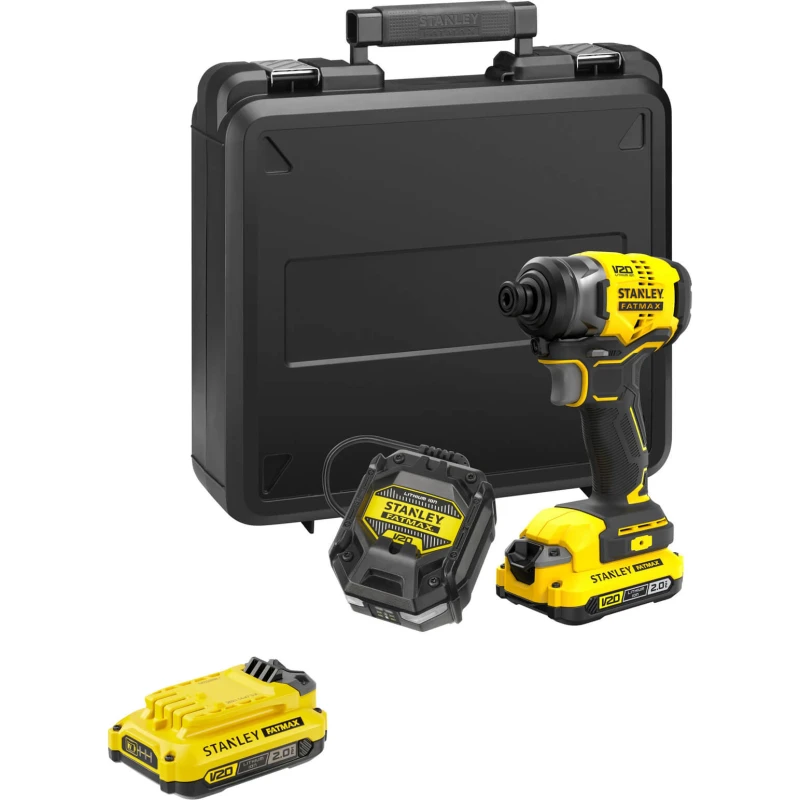 Image of Stanley Fatmax V20 SFMCF810 18v Cordless Brushless Impact Driver SFMCF810D2K Batteries: 2 x 2ah Li-ion