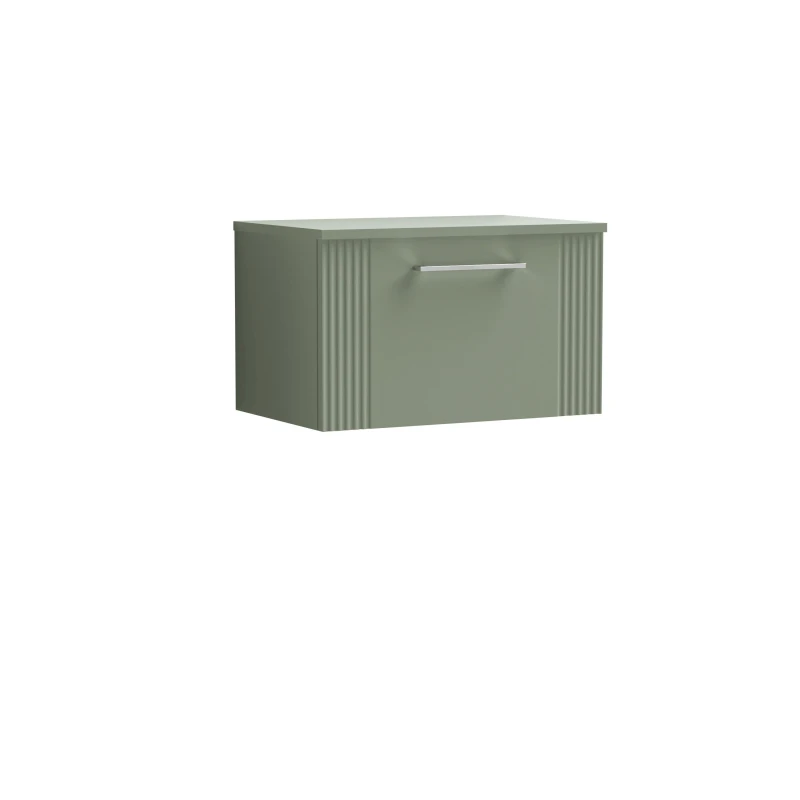 Image of Balterley 1 Drawer Wall Hung Vanity Colour Match Worktop Green 600mm Green