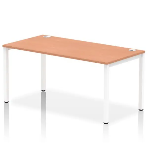 Image of Impulse Bench Single Row 1600 White Frame Office Bench Desk Beech