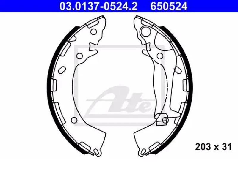 Image of ATE 03.0137-0524.2 Brake Shoes with lever Brake Shoe Set (70)