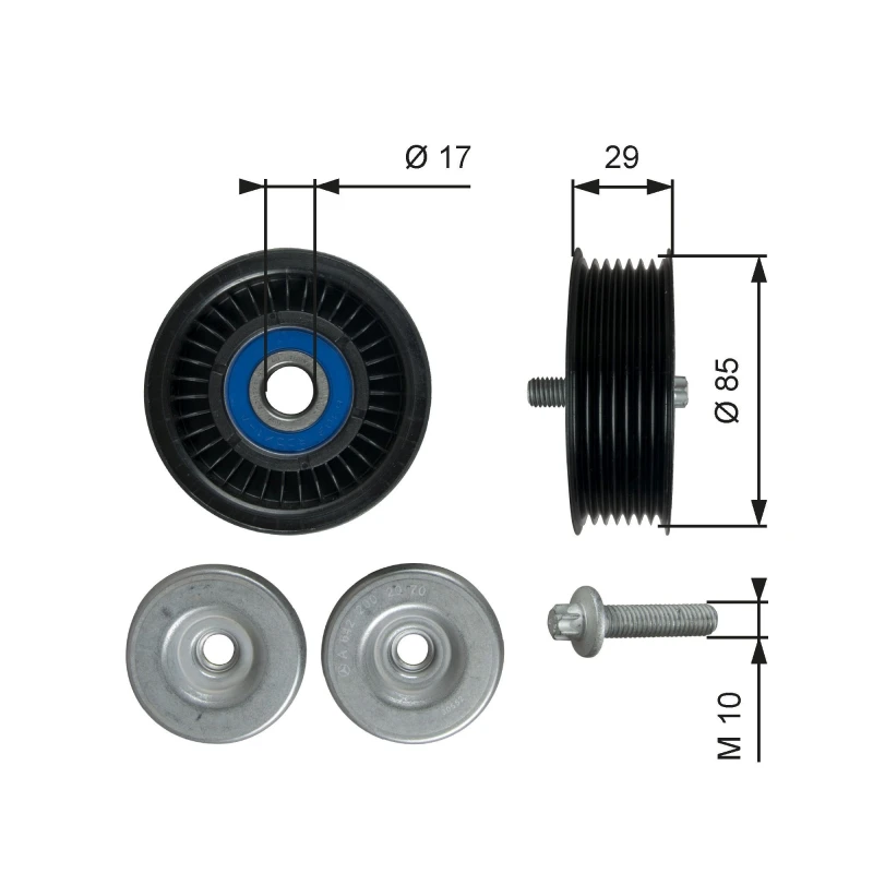 Image of GATES Deflection / guide pulley, V-ribbed belt GATES T36765