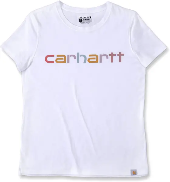Image of Carhartt Relaxed Fit Lightweight Multi Color Logo Graphic Ladies T-Shirt, white, Size XS for Women
