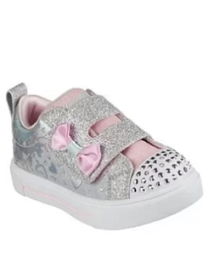 Skechers Girls Twinkle Sparks Sparkle Heather Lo-Top Trainer, Grey, Size 5 Younger