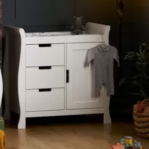 Image of Stamford White Sleigh Changing Unit with Storage - Obaby