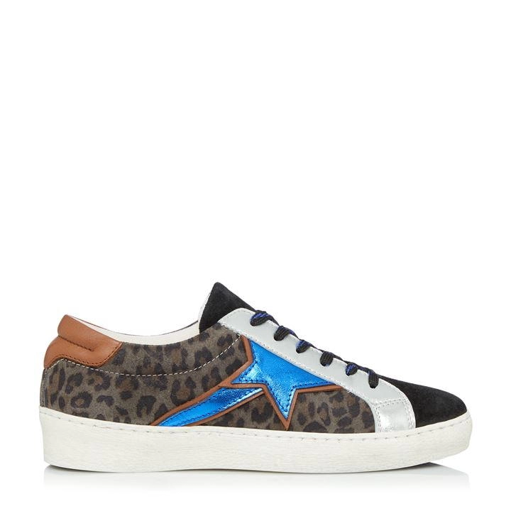 Image of Dune Grey Leather 'Emblazed' Lace Up Trainers - 3