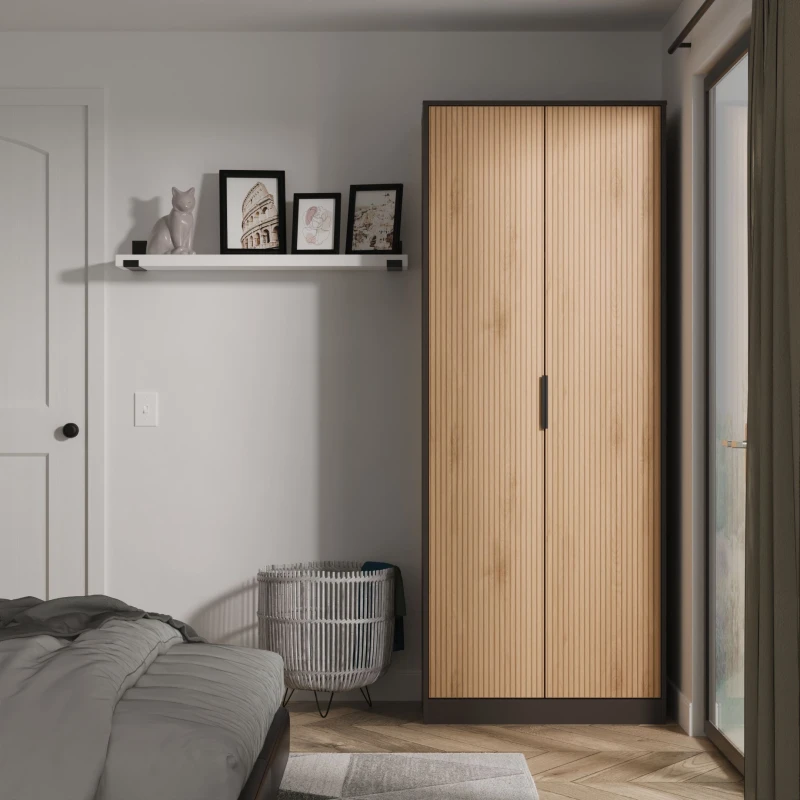 Image of Ready Assembled 2 U Fuji 2 Door Wardrobe (Ready Assembled) in Grey Size: Large Grey Unisex Large