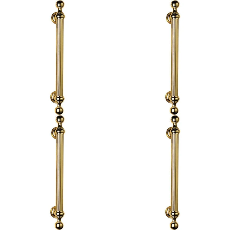 Image of Loops 4x Ornate Pull Handle with Reeded Grip 353mm Fixing Centres Polished Brass Metallics unisex