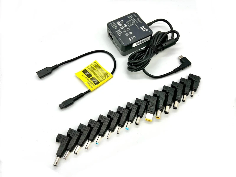 Image of BTI BTI 65W Universal AC Adapter for HP/Dell/Lenovo/Asus/Acer/Sony/Toshiba/Fujitsu/Samsung etc. Includes USB-C connector as well as 15 additional opti