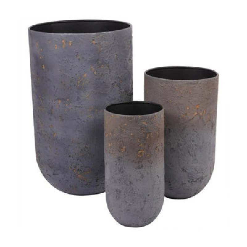 Image of Buttercup Farm Volcano Planters (Set Of 3) - Iron/concrete/epoxy - L42 X W42 X H68cm - Charcoal Blue