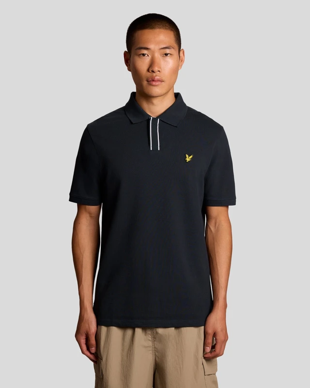 Image of Lyle & Scott Mens Placket Tipped Polo Shirt in Navy