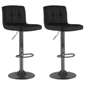 Image of Neo Black Faux Leather Bar Stools With Matt Black Legs Set Of Two
