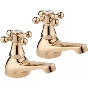 image of Deva - Tudor Traditional Bath Taps Pair - Gold