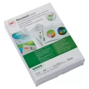 image of GBC IB586040 A4 2 x 250 Micron Gloss Laminating Pouches Pack of 100