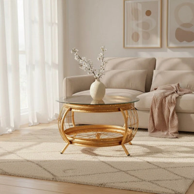 Image of Orsina Mantis Gold Finish Coffee Table