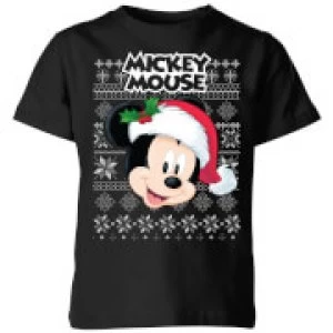 Image of Disney Classic Mickey Mouse Kids Christmas T-Shirt - Black - 11-12 Years