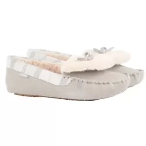 Image of Barbour Womens Darcie Slippers Grey Suede/White/Grey 4