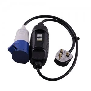 Image of Defender 3 Pin UK Plug to 16A Socket in-Line RCD Power Breaker Lead