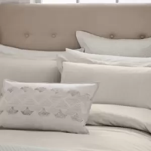Image of Helena Springfield Deco Stripe Kingsize Duvet Cover Set, Champagne