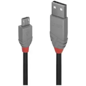 Image of LINDY USB cable USB 2.0 USB-A plug, USB Micro-B plug 3m Black, Grey 36734