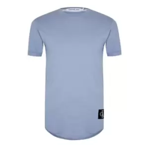 Image of Calvin Klein Jeans Badge Turn Up Crew T Shirt - Blue