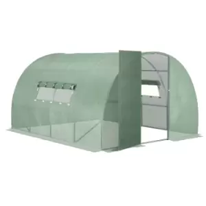 Image of Outsunny 4 x 3 x 2m Walk-In Greenhouse Polytunnel Greenhouse Plant Gardening Hot House with Steel Frame and Mesh Windows, Green