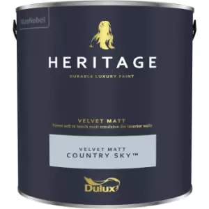 Image of Dulux Heritage Velvet Matt Country Sky Matt Emulsion Paint 2.5L