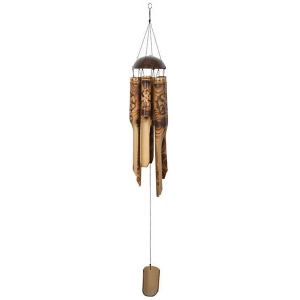 image of Burnt Flower Pattern Bamboo Windchime