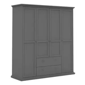 image of Paris Wardrobe with 4 Doors, Grey