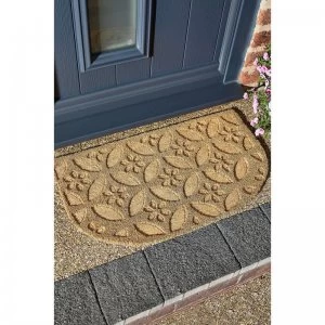 Image of Astley Geo Flower Half Moon Embossed Coir Mat