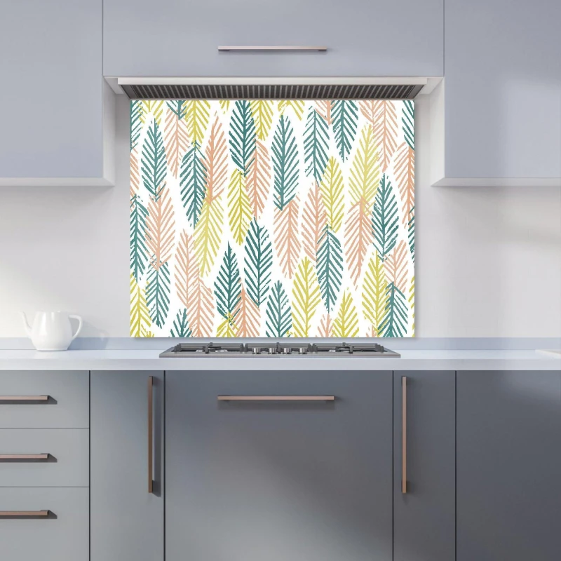Image of Warren Reed - Designer Scandinavian Style Foliage Kitchen Splashback in Green Size: 600mm x 750mm Green Unisex 600mm x 750mm